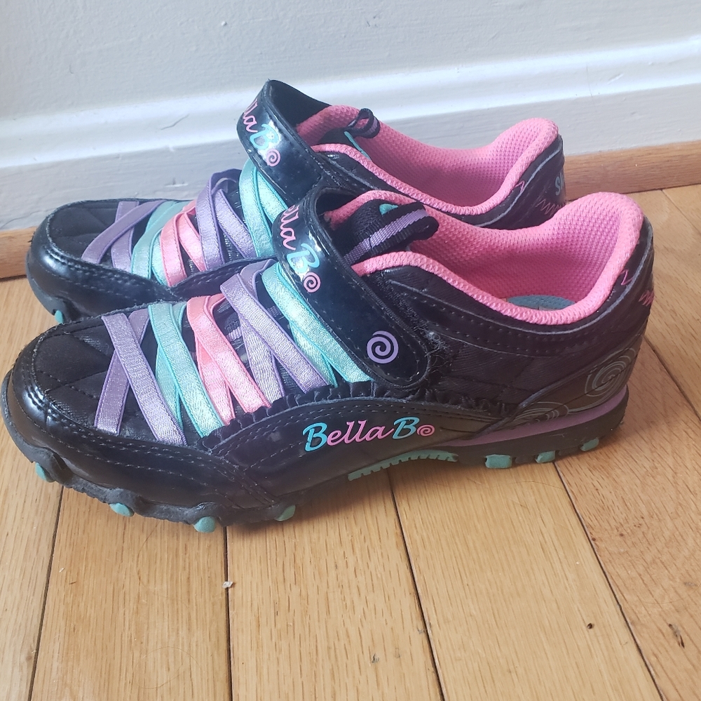 Skechers Bella B Ballerina Girls Black Spinners Sneakers Shoes Disc 1 82034L
